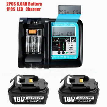 2 ks Najnovšie Inovované BL1860 Nabíjateľná Batéria s LCD 3A Nabíjačku 18V 6000mAh pre Makita Batérie 18v BL1830 BL1850