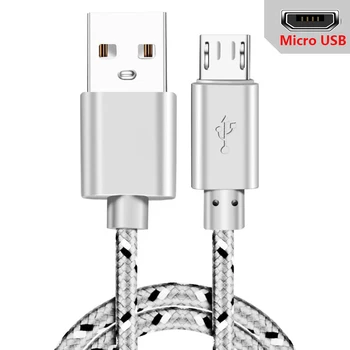 1m/2m/3m Micro USB Kábel na Synchronizáciu Údajov USB Nabíjací Kábel Pre Samsung Huawei Xiao HTC Android Telefónu Nylon Opletené Káble Microusb