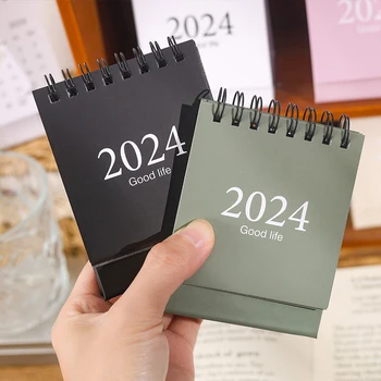 Mini 2024 Jednoduchý Stolový Kalendár Morandi Farebné Stolné Dekorácie Kalendár Riadenie Času Denný Plánovač Agenda Organizer Office