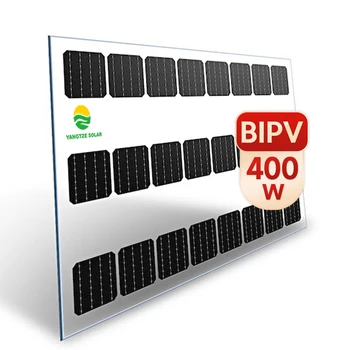 400W bifacial dvojité sklo polovicu bunky bipv black solárne sklo panel transparentný farebný dizajn pre emisie skleníkových
