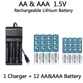 100% Originálne AA/AAA Batérie 1,5 V Polymérová Nabíjateľná Lítium-iónová Batéria 1,5 V AA/AAA Batérie, USB nabíjačky
