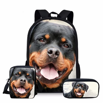 Módne Trendy Novinka Pes 3D Tlač 3ks/Set žiaka Školské Tašky Notebook Daypack Batoh Naklonený taška cez rameno peračník