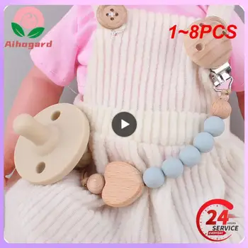 1~8PCS Cumlík Klipy Reťazca Silikónové Korálky BPA Free DIY Figuríny Držiteľ Baby Soother Počiatočných Hračky Žuť Dary