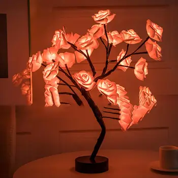 Romantický Strom Svietidlo Dekoratívne LED Ruže Kvet Stromu Svetlo Okolitého Svetla pre Strán