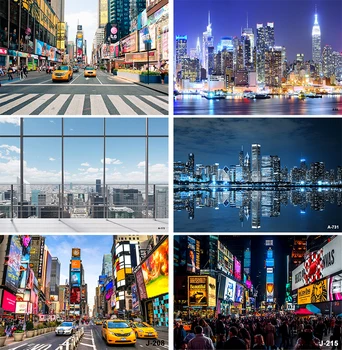 New York Times Square Fotografie Pozadia Ulice, Budovy, Autá Moderné Mesto Nočné Scenérie Fotografie Prostredí Photophone