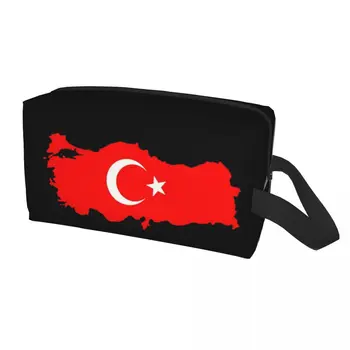 Móda Turecko Vlajky, Mapy, Cestovné Toaletná Taška Ženy turecký Mesiac a Hviezda make-up Kozmetická Taška Krásy Skladovanie Dopp Auta