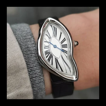 AL60249 Mužov Sapphire Crystal Quartz Hodinky Pôvodné Surrealizmus Art Design Náramkové hodinky Vodeodolné, z Nehrdzavejúcej Ocele S Nepravidelným