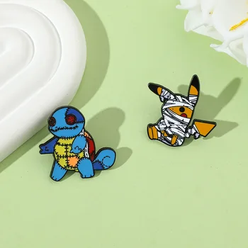 Pokémon Kovové Odznak Pikachu Squirtle Anime Akčné Figúrky Módne Šperky Ženy, Oblečenie, Tašky Smalt Preklopke Kolíky Brošne Hračky