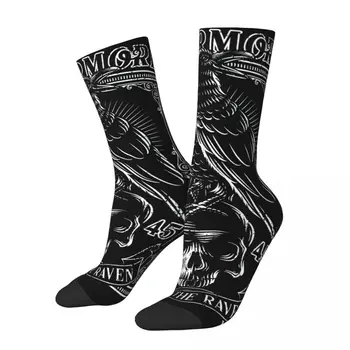 Hip Hop Retro Edgar Allen Poe Nevermore Quoth The Raven Blázon pánske kompresné Ponožky Unisex Goth Štýl Street Style Posádky Ponožky