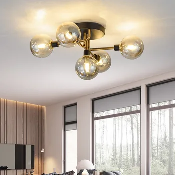 Nordic Sklo Stropné svietidlo LED Železa Sklenené Gule 5/9 Hlavy Osvetlenie Obývacej Izby, Jedálne, Spálne, Hotelové Interiéry Svetla