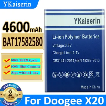 YKaiserin Pre Doogee X 20 BAT17582580 Batérie Nové 5.0 Inch Pre Doogee X20 X20L Batériu Mobilného Telefónu 4600mAh Batterij + Trať Č.