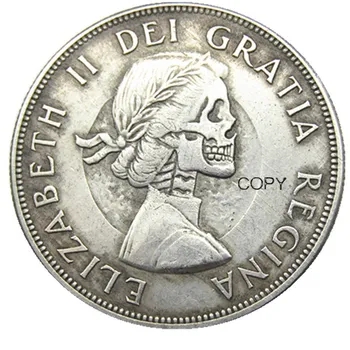 Hobo Kanada 1962 ELIZABETH II DEI GRATIA REGINA (1. portrét) Kanadský Dolár Strieborné Pozlátené Kópie Mincí