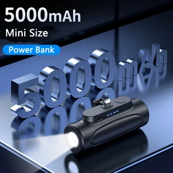 5000mAh Mini Power Bank Externá Nabíjačka Batérií Powerbank pre iPhone14 Xiao Samsung Huawei Poverbank so Svetlom Náhradné Batérie