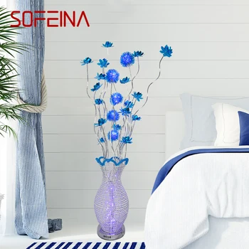 SOFEINA Nordic Modrá Poschodí Lampa Moderného Umenia Obývacia Izba, Spálňa Hotel Hliníkový Drôt LED Originality Kvet Dekoratívne Svetlo