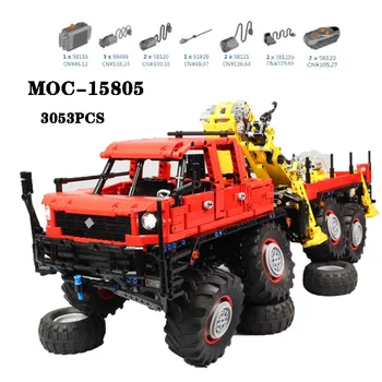 Klasické MOC-15805 stavebným 8 × 8 off-road záchranu žeriav 3053PCS spojov montážnych dielov dospelých detí hračka darček k narodeninám