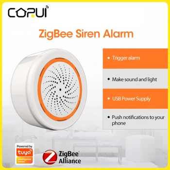 1-5 ks Tuya Zigbee Senzor Sirény Alarmu Smart Zvuk, Svetlo 3in1 90DB Inteligentný Život Zvuk Svetelný Senzor Home Security Gateway Hub Alexa