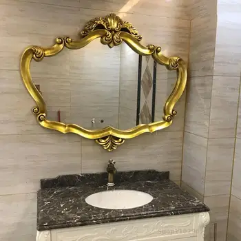 Zlaté Kúpeľňa Zrkadlo Nepravidelný Luxusné Veľké Antické Vintage Estetické Wc Espejo Redondo Domova CC50BM