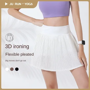 Letné nový štýl 3D stlačené skladaný fitness nohavice dámske vstavané vrecká športy, beh školenia rýchle sušenie jogy sukne