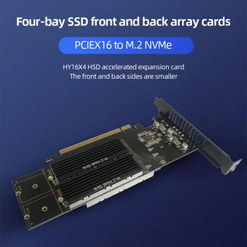 SSD Stúpačky Karta 4 Slot HDD Adaptér Radič M. 2 NVME Rozširujúca Karta Kovové PCIE 3.0 X16 Podporuje Raid s Chladiča