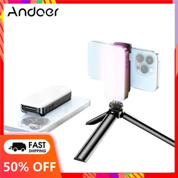 Andoer Mini LED Svetlo na Fotografovanie Lampa 2500K-9000K Vlog Svetlo s Tri-farebné Režimy 2000mAh Batéria, USB Nabíjanie Telefónu Klip