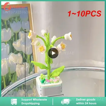 1~10PCS Ruže Kytice Orchidea Krásne Blok Kvet Succulents Črepníkové Stavebné Bloky Romantická Súprava Budovy Montáž Hračka dievča