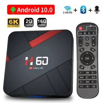 Android 10.0 TV BOX 2 GB, 16 GB 6K Hlasový Asistent 1080P Video TV prijímač Wifi 2.4 G&5G Bluetooth Smart TV Box Set-top-Box