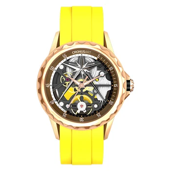 CRONUSART Mužov Automatické Hodinky 41mm Luxusné Mechanické Náramkové hodinky Svetelný Duté Sa Dial Fluororubber Popruh Šport