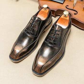 Štyri ročné obdobia podnikania bežné kožené topánky kórejská verzia trend námestie hromadné pánske topánky utrite farba hrubé jediným svadobné topánky D501