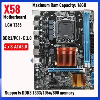 X58 Doske LGA1366 Počítač Suppot DDR3 RAM Pamäť pre Xeon PC základná Doska DDR3 1333 SATA PCI-E 16X Slot Grafickej Karty