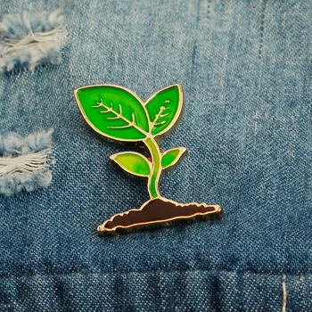 Krásne Malý Strom Bud Umiestnime Stromček Ihly Cartoon Zelená Rastlina Malý Strom Klíčenia Kovové Odznak Záhradníctvo Pracovník Odevné Doplnky