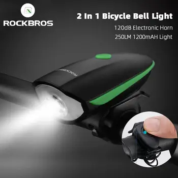 Rockbros úradný Light 2 V 1 120dB Elektronická Horn Zvonček na Bicykel Predné Svetlo s USB MTB Baterka 250LM Svetlometu Svetlo