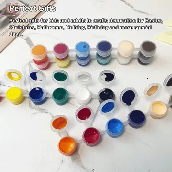 12 Farby Akrylové Farby Nastaviť Štetce Umývateľný Gouache Čerpať Nástroje Deti Detský Umenie Kreslenie Dodávky Príslušenstvo