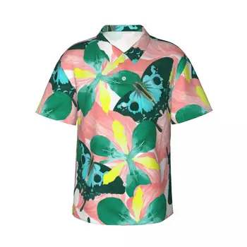 Pánske krátke puzdre tričko Butterfly Kvetinový Ročník Tlače T-košele, Polo Košele, Topy