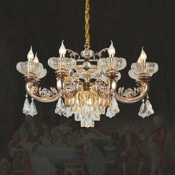 Európska Elegantné Crystal Zliatiny Zinku Luster Vnútorné Dekoratívne obývacia izba Jedáleň Lampa Luxusné Prívesok Osvetlenie