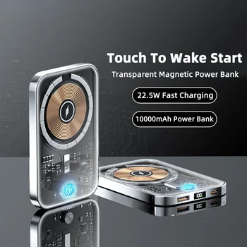 10000mAh Transparentné Wireless Power Bank Prenosný Externý Pomocné Batérie 22.5 W Rýchlo Nabíjačka pre iPhone 14 13