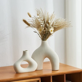 Nordic Štýl Keramická Váza, pre Domáce Dekorácie, Obývacia Izba, Kancelária, Knihovničky, Desktop, Dekoratívne Kvetinové Vázy Dizajn, Funkciu
