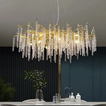Francúzsky Luster Luxusné Vnútorné Osvetlenie Led Zlatý Lesk Ice Bar Závesné Lampy Obývacia Spálňa Jedáleň Luster Prívesok