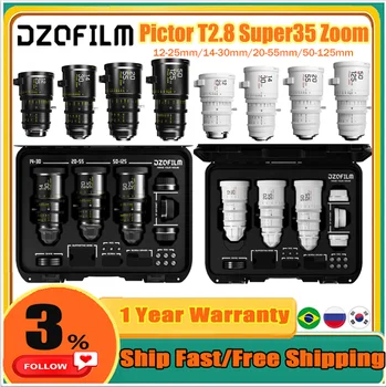 DZOFILM Pictor T2.8 Super35 Parfocal Kino Zoom Objektív, 12-25 mm 14-30 mm 22-55mm 50-125 mm s Pevného Prípade Arri PL Canon EF Mount