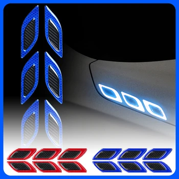 6pcs Auto 3D Reflexná karbónová Nálepka Módne Auto Styling Reflexné Pásky Noc Bezpečnostné Upozornenie Auto Vonkajšie Príslušenstvo