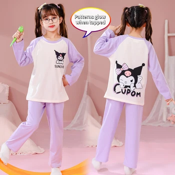 Kawaii Sanrio Anime Cinnamoroll Moje Melódie Kuromi Detí Dlhým rukávom Pyžamo Cartoon Jeseň Dieťa Bežné Pyžamo Nastaviť oblečenie pre voľný čas