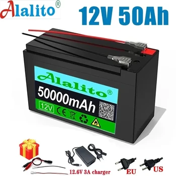 12V 50Ah 18650 lítiová batéria pre Solárne Panely 30A vstavaný vysoko aktuálne BMS elektrický akumulátor vozidla, +12,6 V nabíjačke