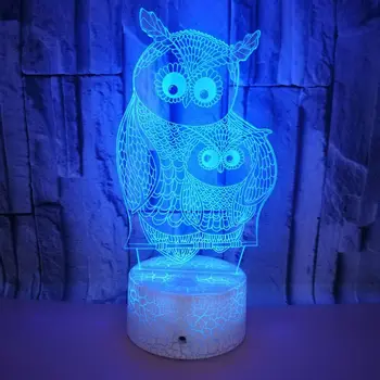 Nighdn Sova Nočné Svetlo pre Deti Izba Dekor 7 Farbu Meniace LED 3D Ilúziu, Nočné Lampy, Narodeniny, Vianočné Darčeky pre Chlapcov, Dievčatá