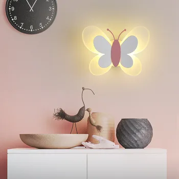 LED Spálňa Nočná Lampa Nastaviteľným Uhlom Jednoduchá Obývacia Izba Pozadí Steny Dekoratívne Lampy detskej Izby Motýľ Nástenné Svietidlo