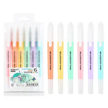 G5AA 6 Ks Dual-tip Farebné Perá Značky Fluorescenčná Farba Marker Pero, Zvýrazňovač, Rýchle Suchých pre IDEÁLNY pre Študent, Učiteľ Sc