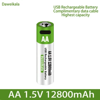 2023 Nové 1,5 V USB AA Nabíjateľné Batérie 12800 mAh Li-ion Batérie pre Diaľkové Ovládanie Myši Elektrická Hračka na Batérie + Typ-C Kábel